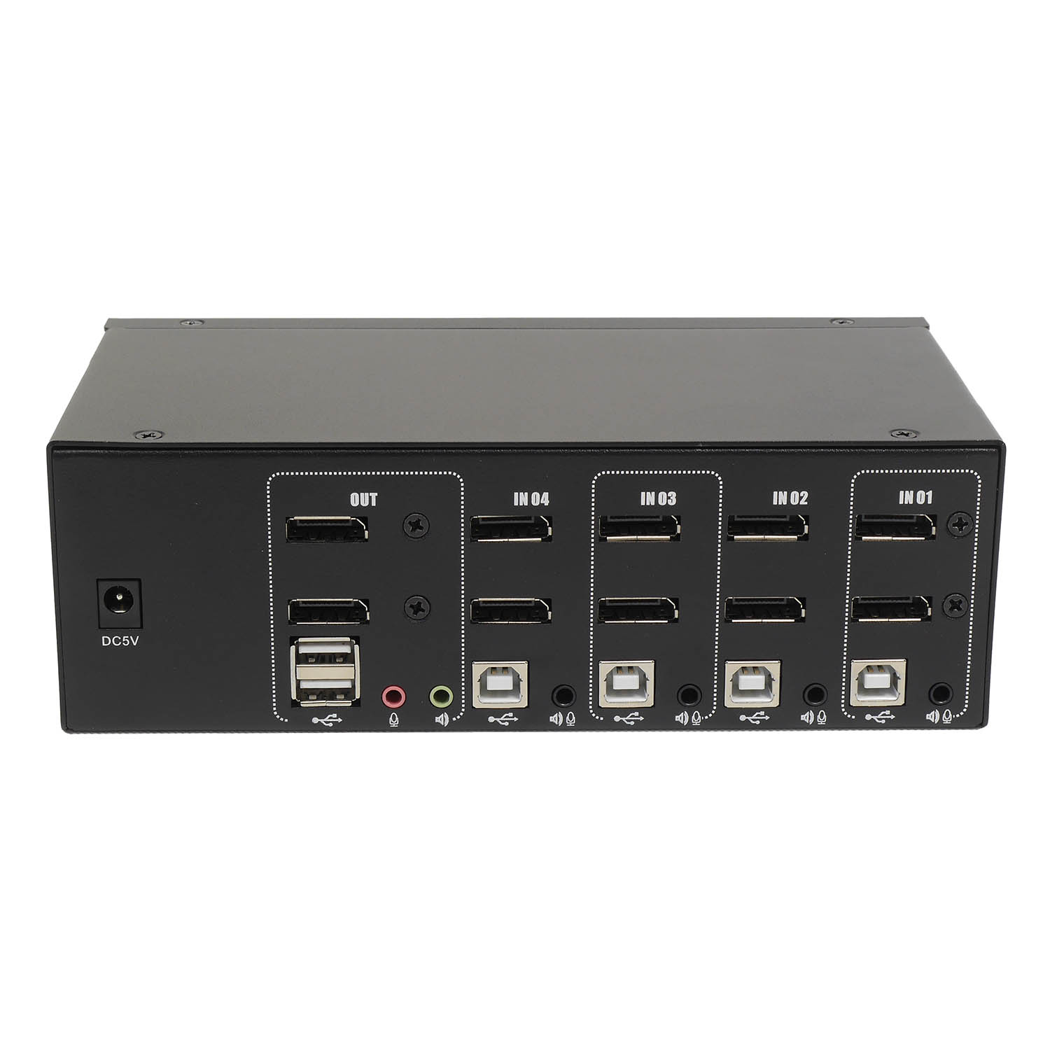 Переключатель KVM 4 порта 2x Display Port, Audio, Microphone, 2xUSB, NR-MA42DP, Negorack